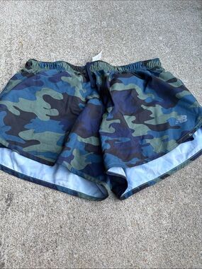 New Balance Camouflage Running Shorts - Green/Blue